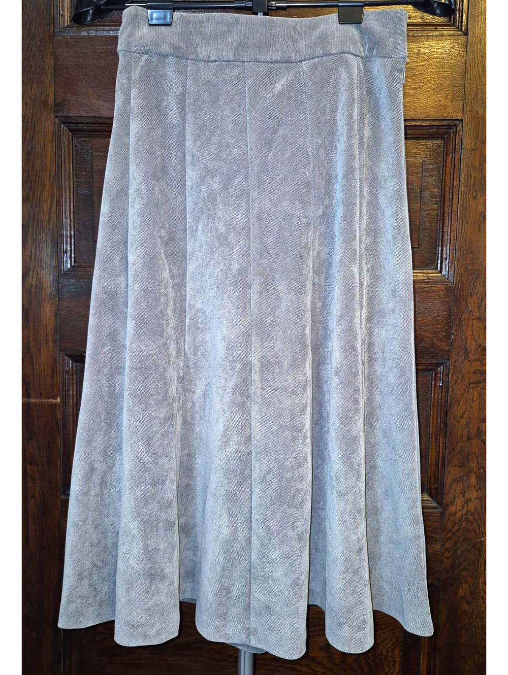 Christopher & Banks Gray Solid A-Line Midi Skirt Size 4